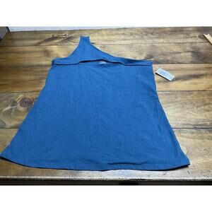 Torrid Top 2X One Shoulder Cut Out Foxy Teal Blue Plus Size Layering Tee Tank